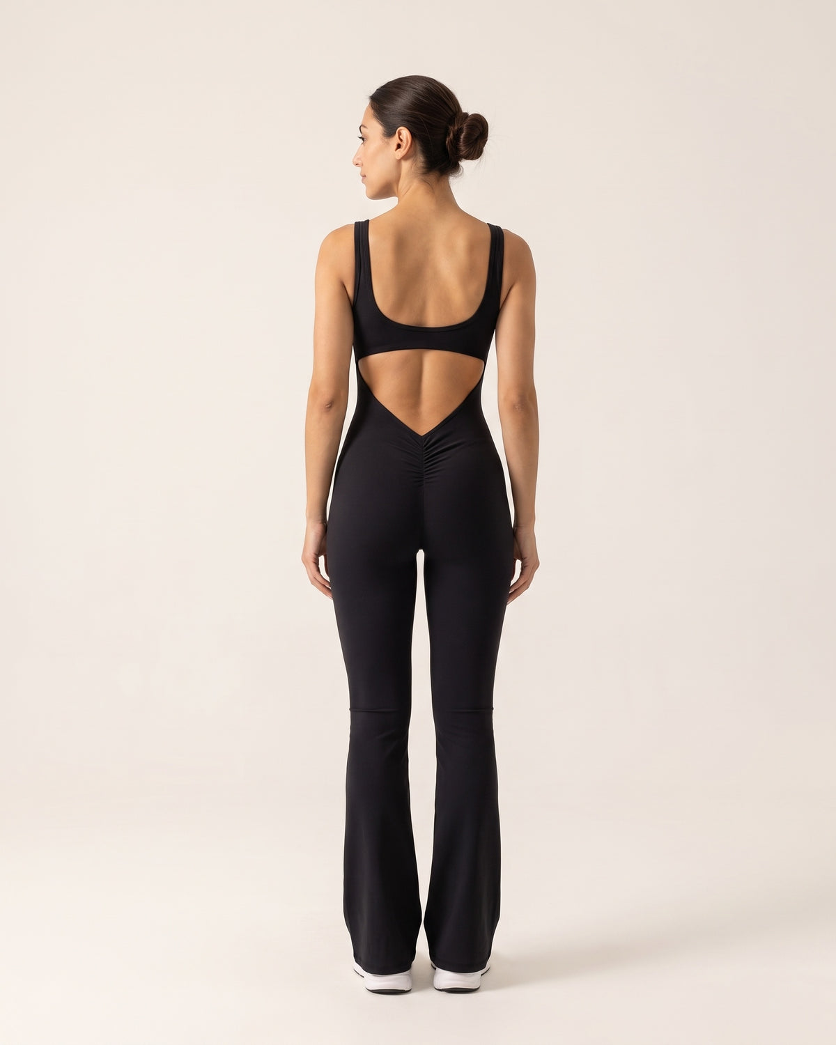Backless Flare Jumpsuit - Black - Back