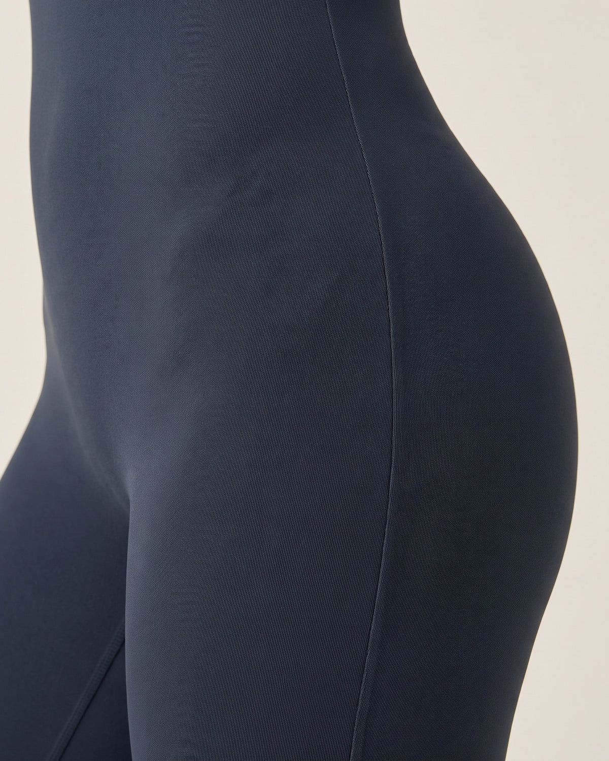 Backless Flare Jumpsuit - Slate Blue - Hip Fabric Close-Up