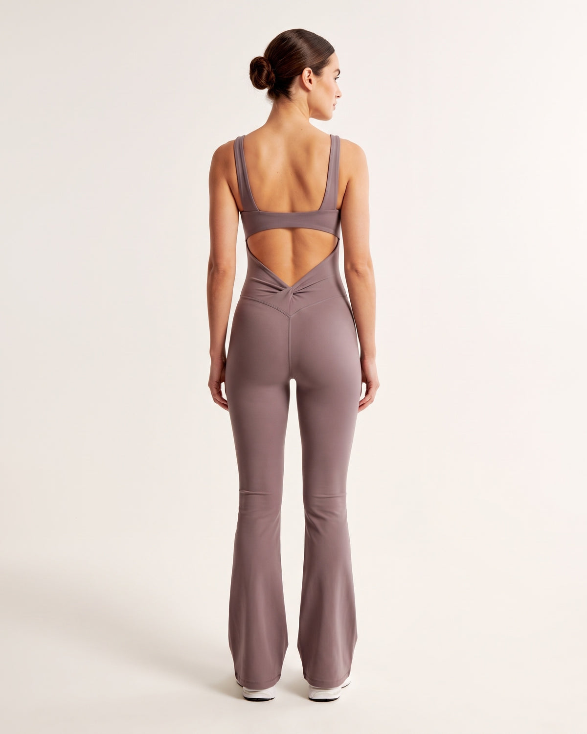 Backless Flare Jumpsuit - Purple - Back