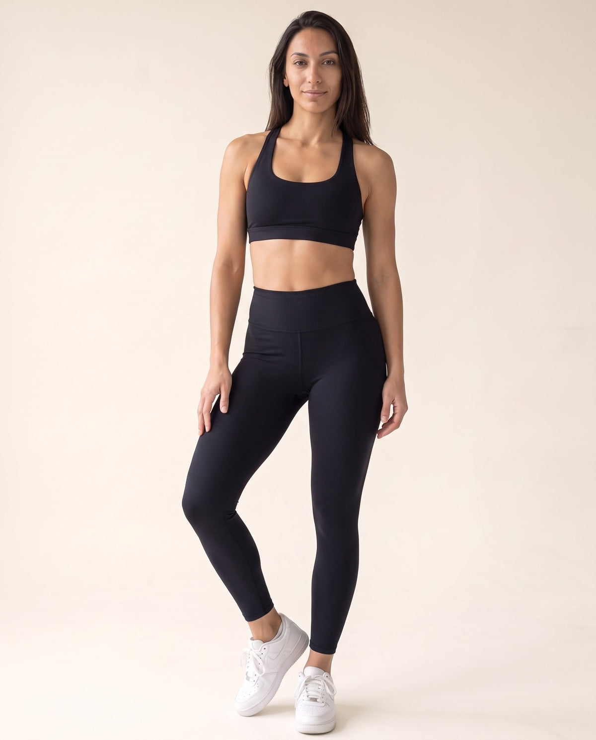Backless Yoga Set - Black - Front
