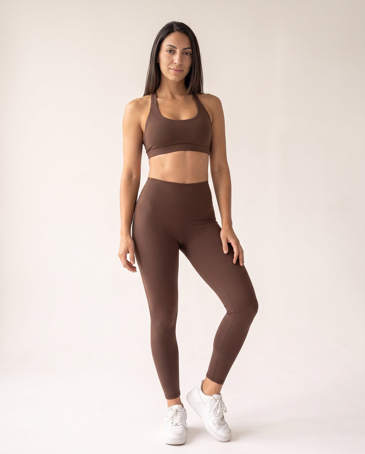 Backless Yoga Set - Coffee - Front