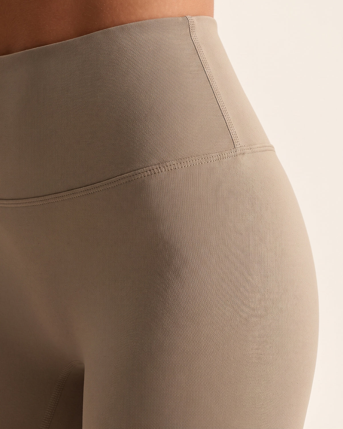 Backless Yoga Set - Light Brown - Hip Fabric Close-Up