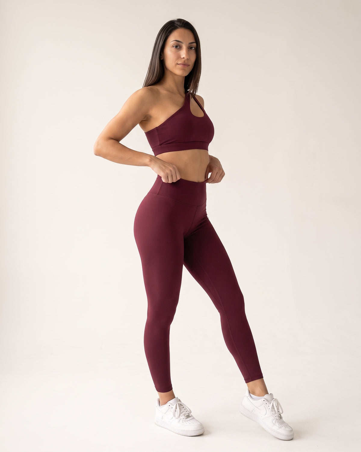 Backless Yoga Set - Red - Three-Quarter Front