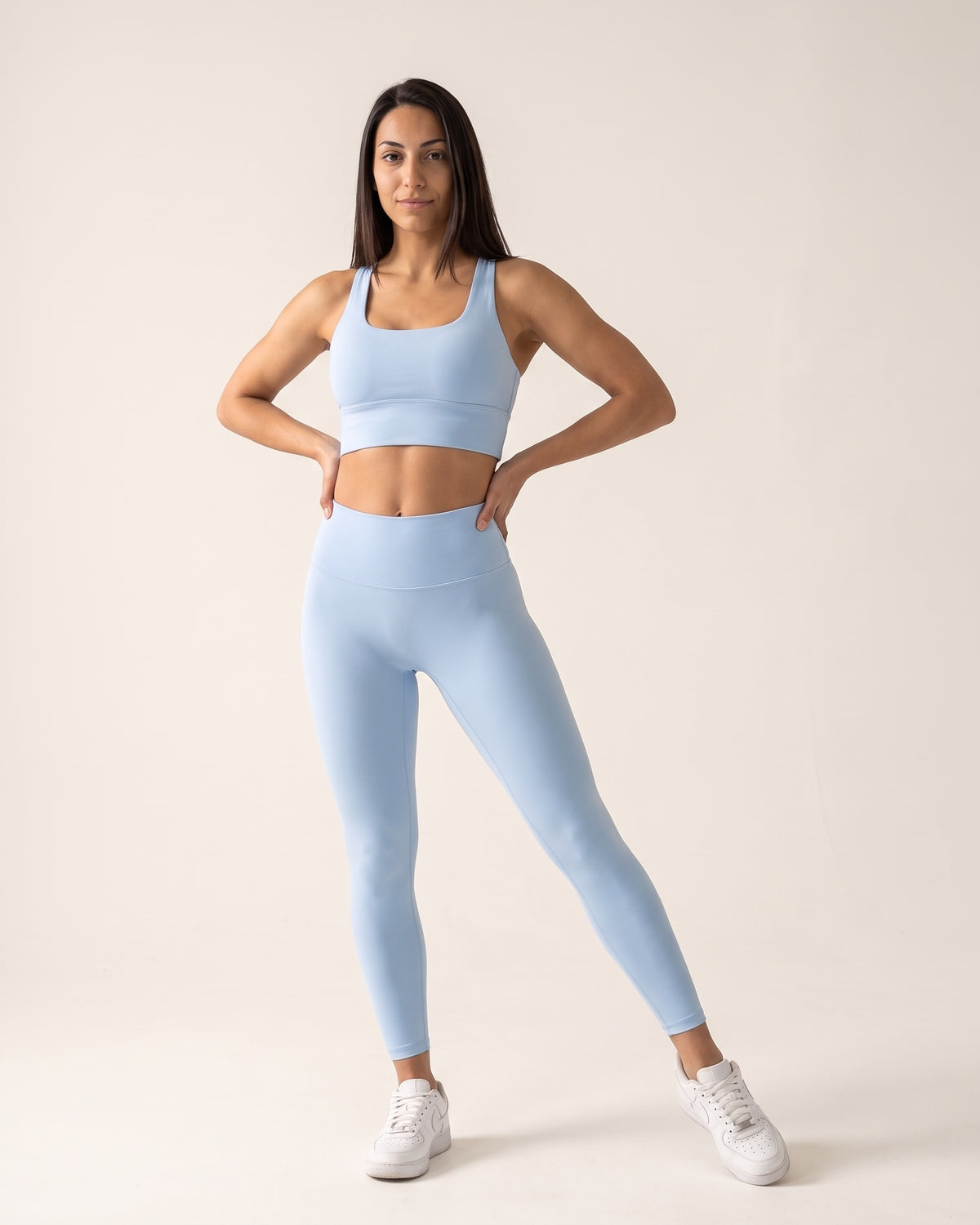 Backless Yoga Set - Sky Blue - Three-Quarter Front