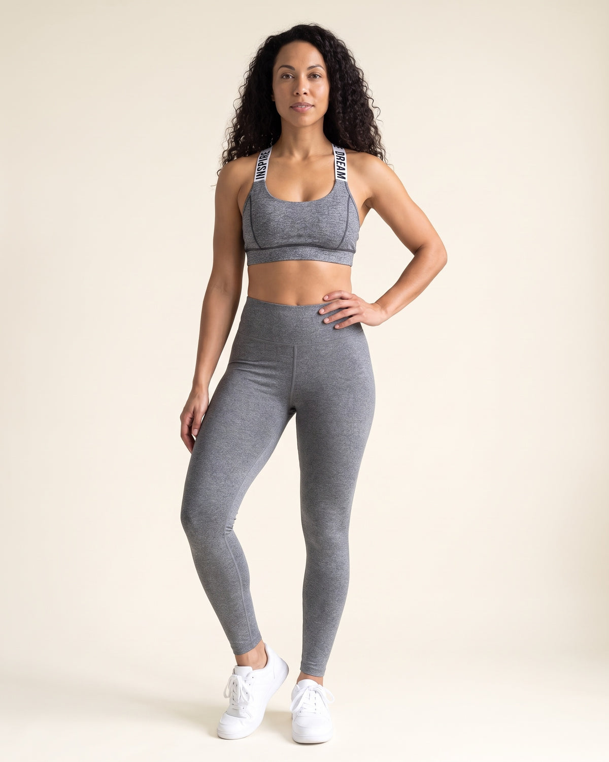 Believe Strap Sports Bra - grey - Front