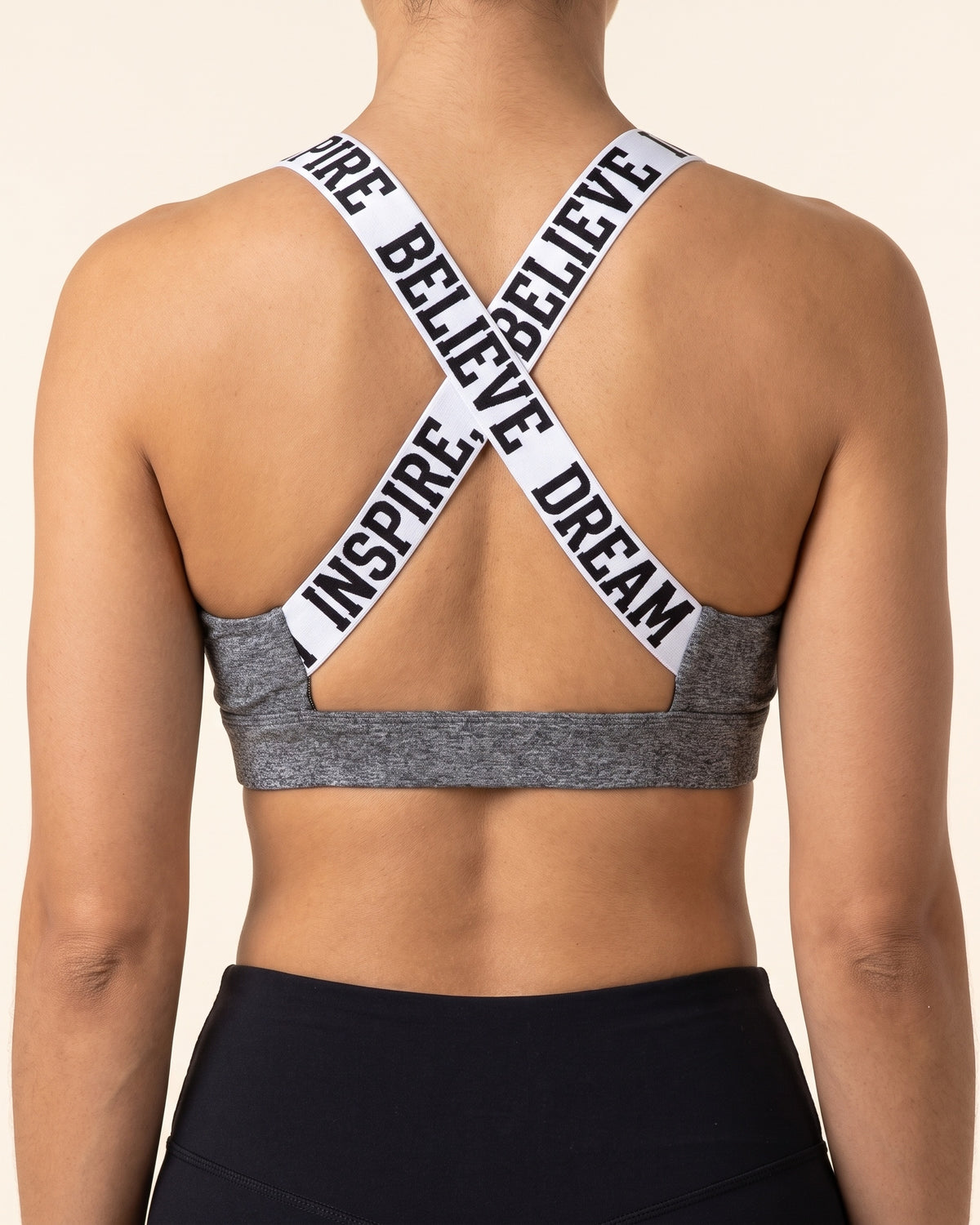 Believe Strap Sports Bra - grey - Back Torso