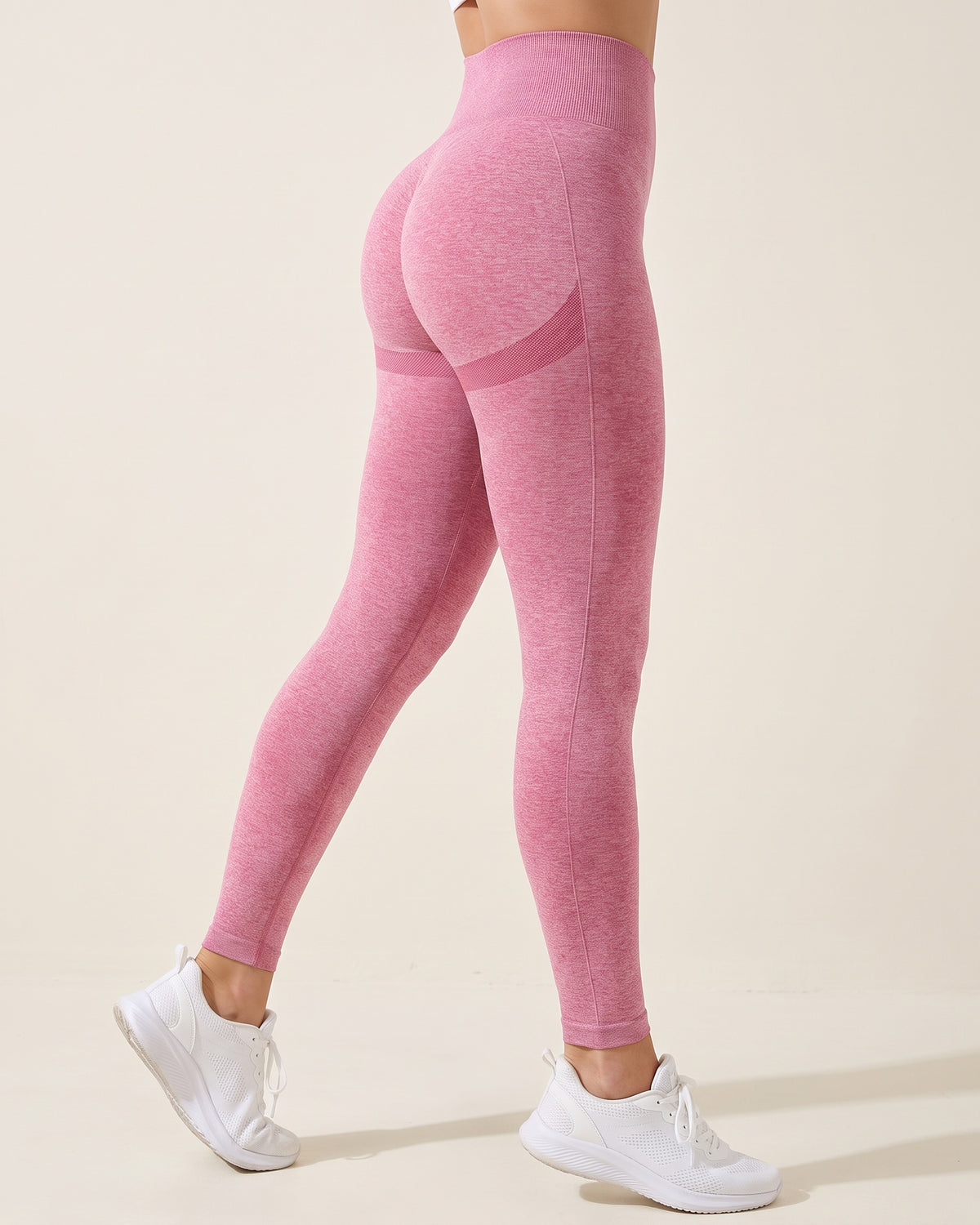 Butt-Lifting Yoga Leggings - Pink - Side Profile