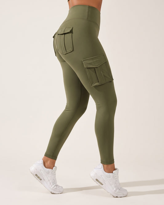 Cargo Leggings - Green - Side Profile