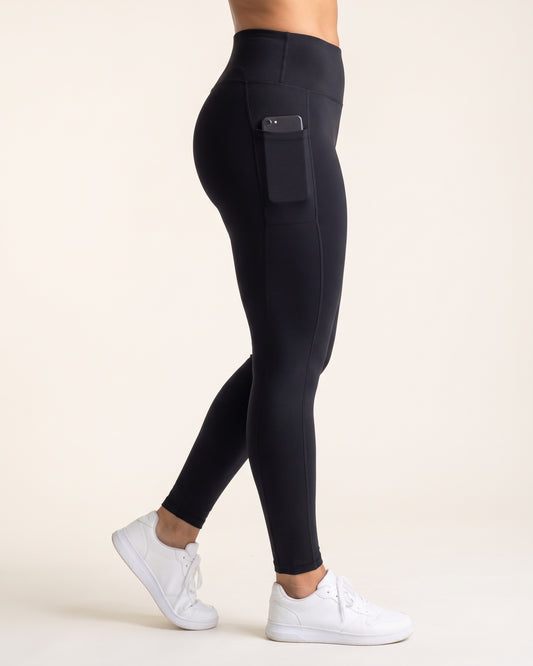 Colour-Block Leggings - Black - Side Profile