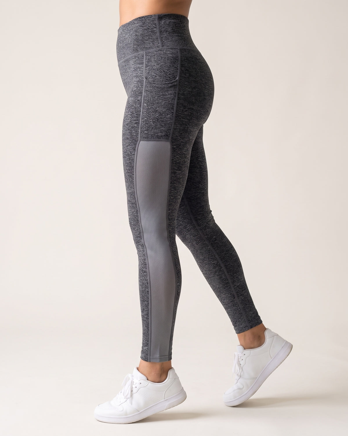 Colour-Block Leggings - Gray - Side Profile