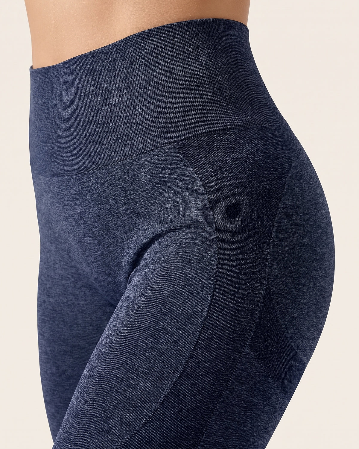 Contour Knit Leggings - Dark Blue - Hip Fabric Close-Up