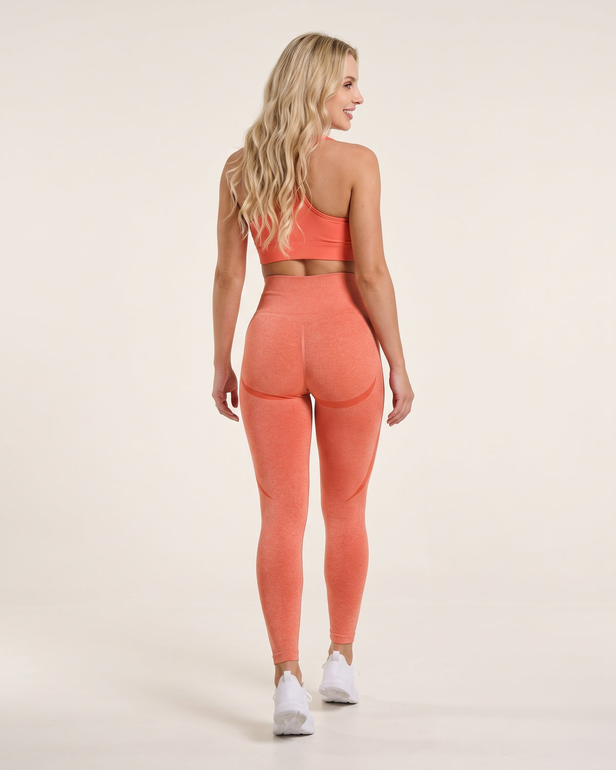 Contour Knit Leggings - Orange - Back