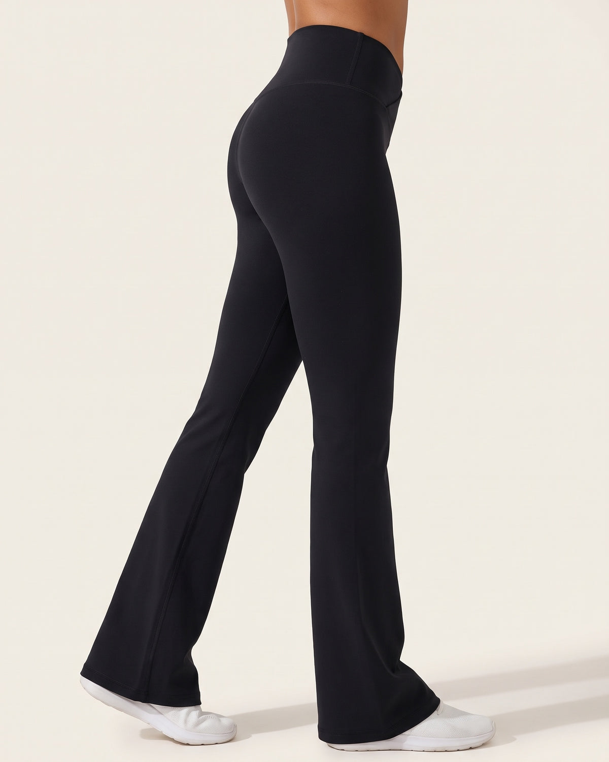Crossover Flare Leggings - Black - Side Profile