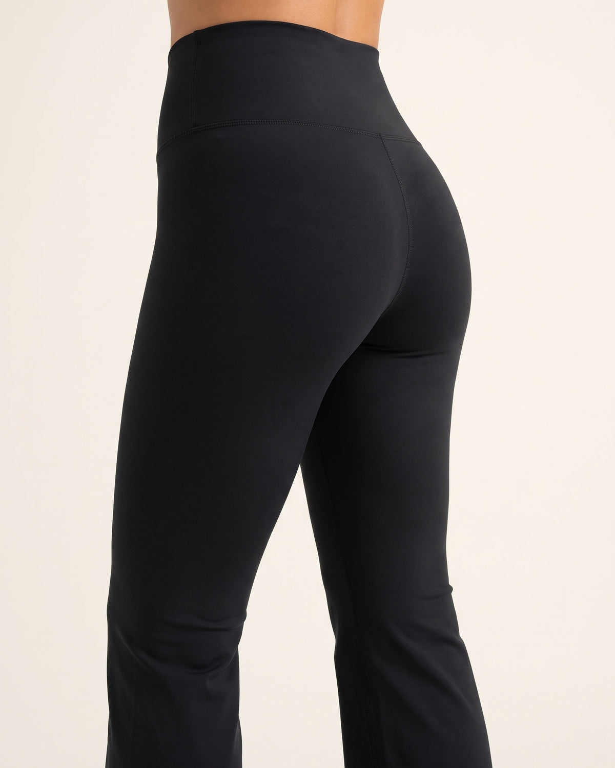 Crossover Flare Leggings - Black - Glute Close-Up