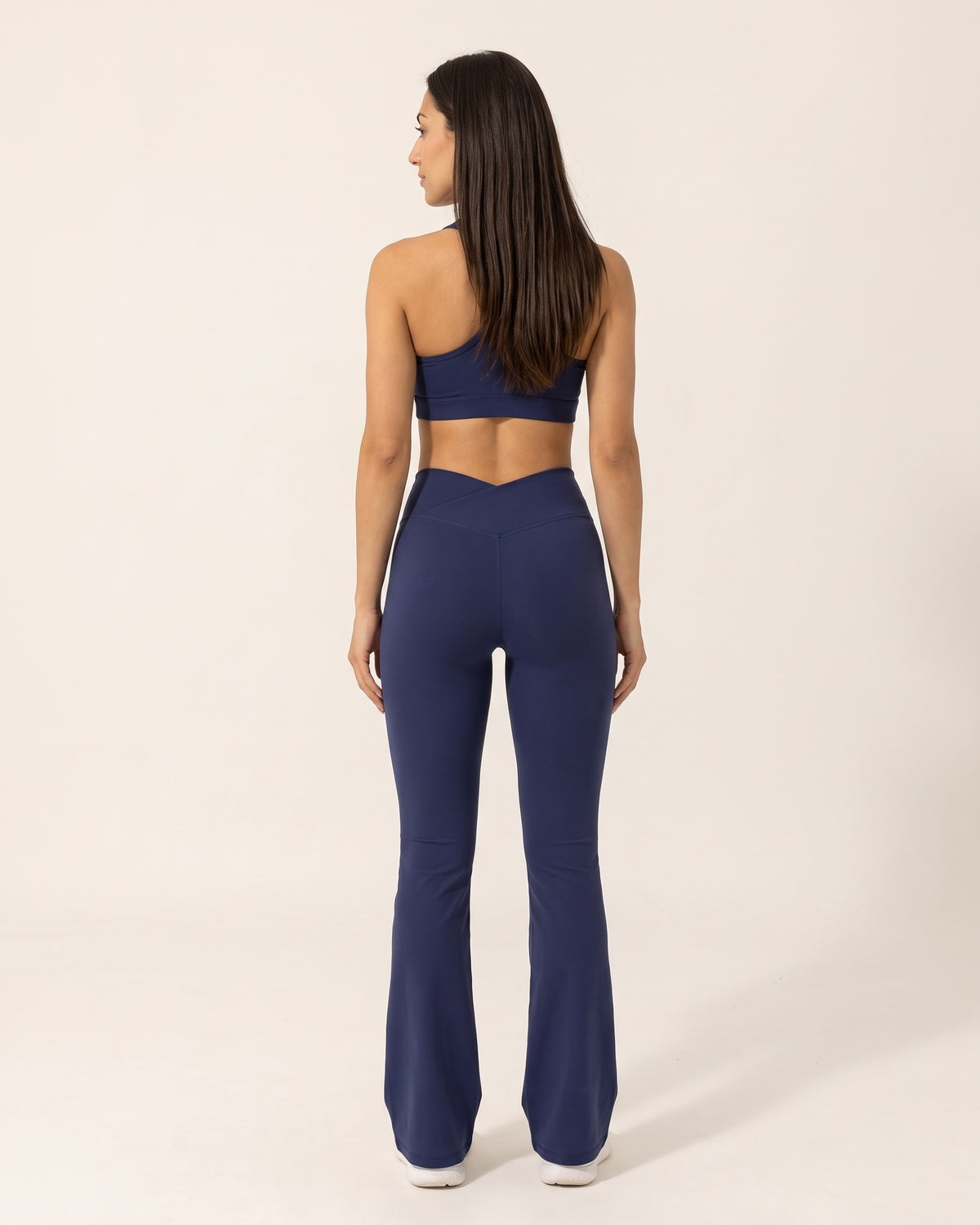 Crossover Flare Leggings - Navy Blue - Back