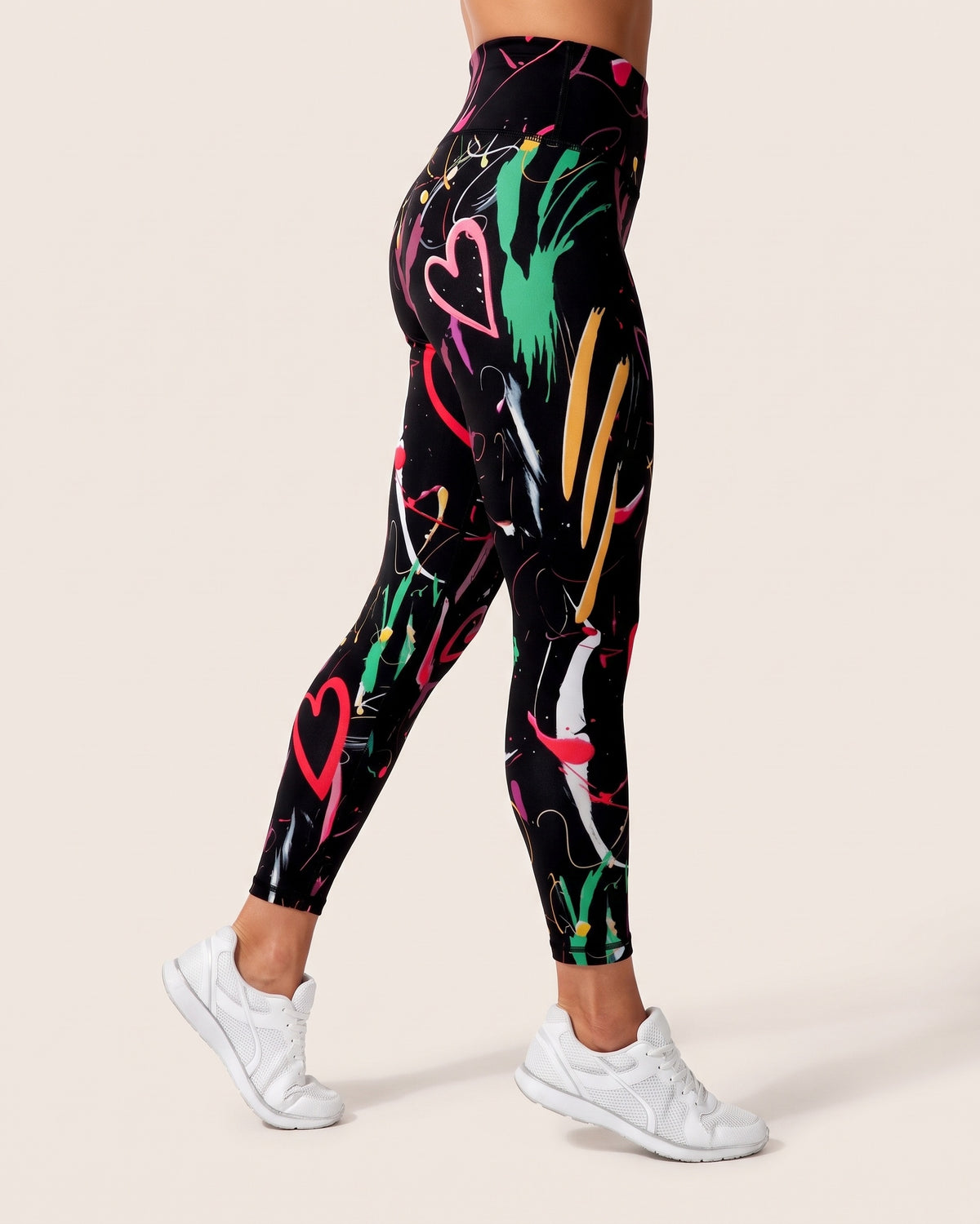 Festive Print Leggings - Fireworks - Side Profile