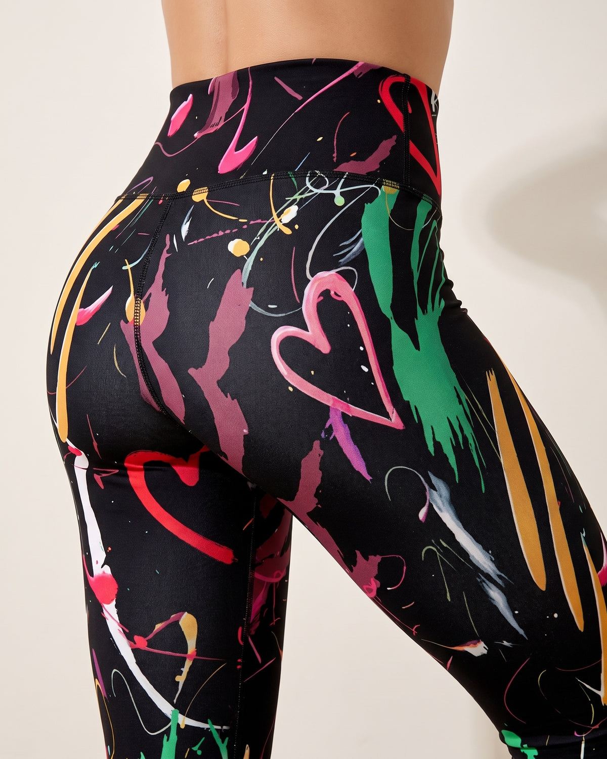 Festive Print Leggings - Fireworks - Glute Close-Up