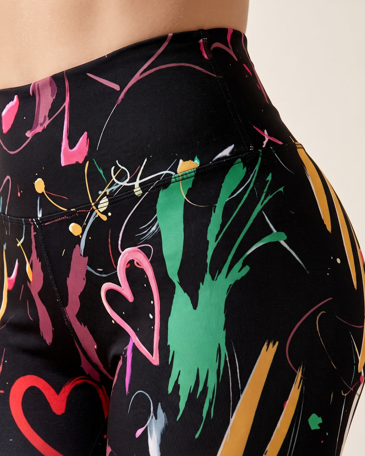 Festive Print Leggings - Fireworks - Hip Fabric Close-Up