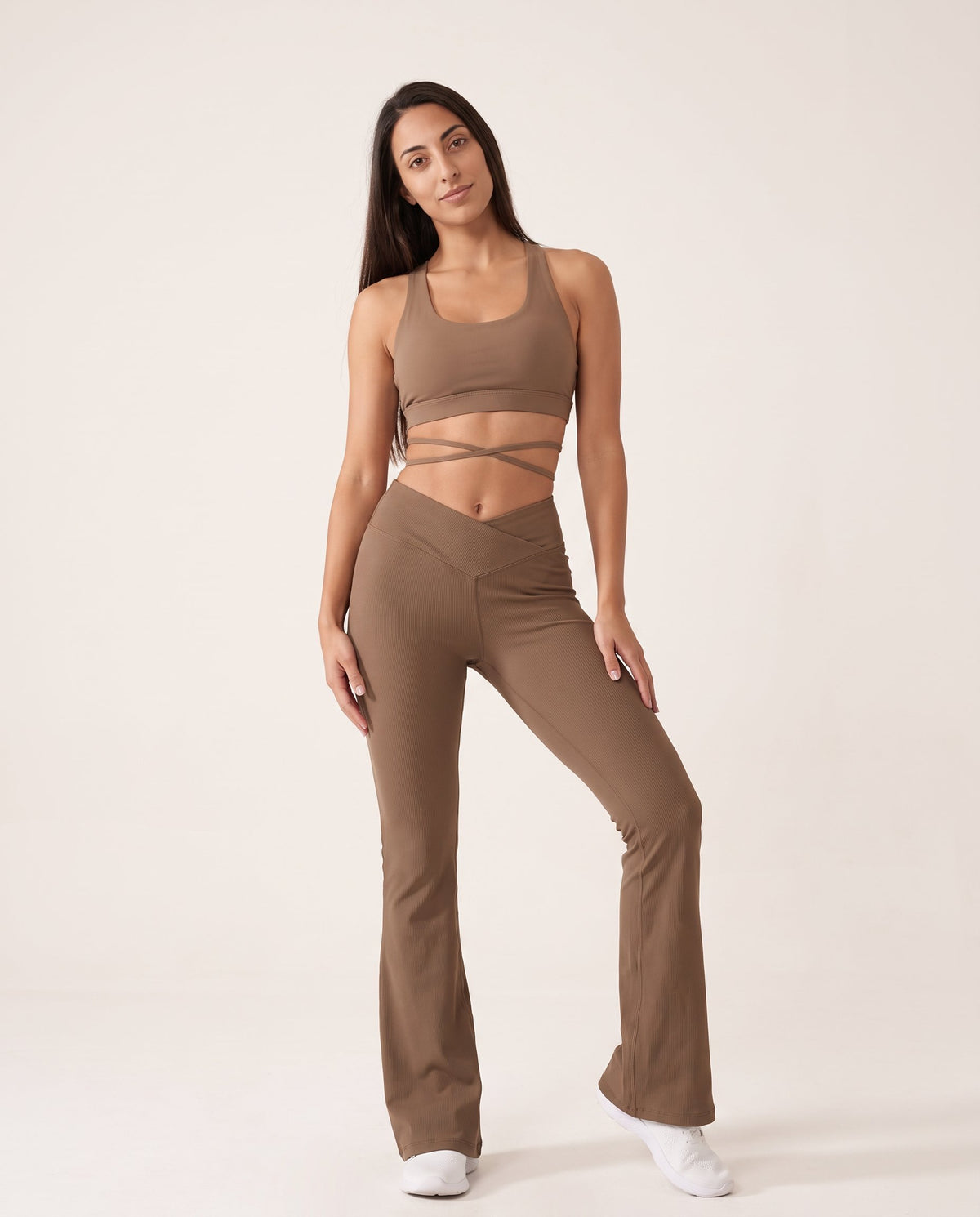 Flare Dance Pants - Brown - Front