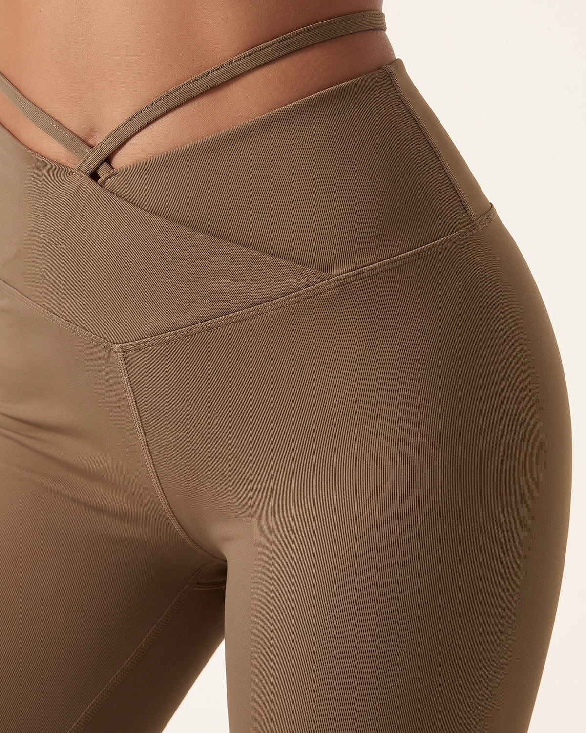 Flare Dance Pants - Brown - Hip Fabric Close-Up