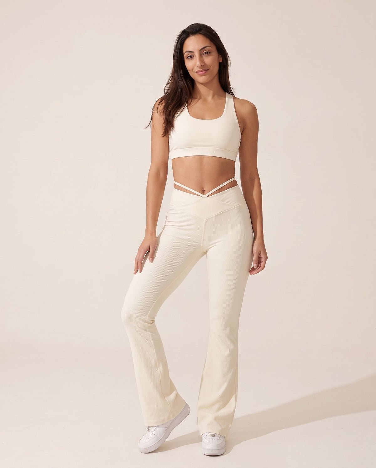 Flare Dance Pants - White - Front