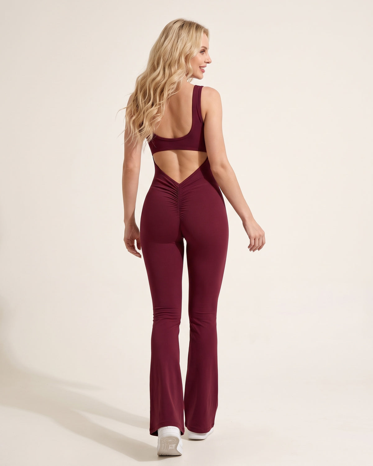 Flare Jumpsuit 2-Pack - Wine Red x2 - Back