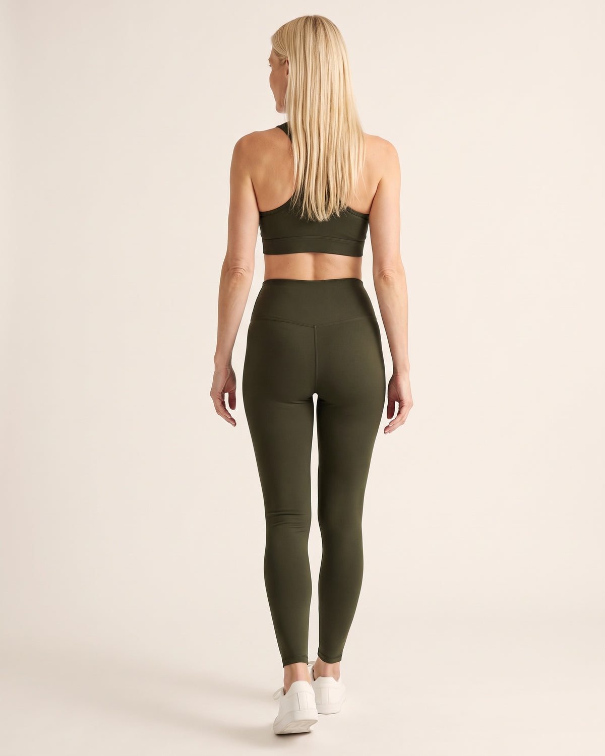 Fleece-Lined Leggings - Army green - Back