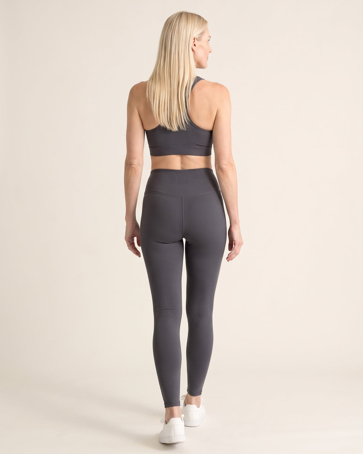 Fleece-Lined Leggings - Dark grey - Back