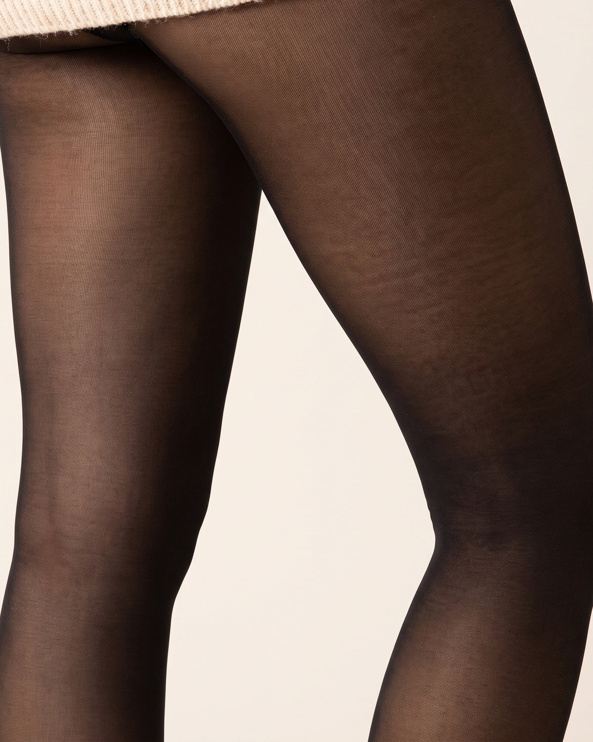 Fleece-Lined Tights - Black Sheer Stirrup - Glute Close-Up