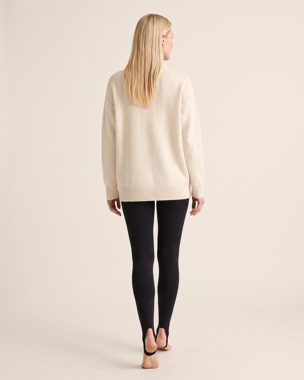 Fleece-Lined Tights - Black Opaque Stirrup - Back