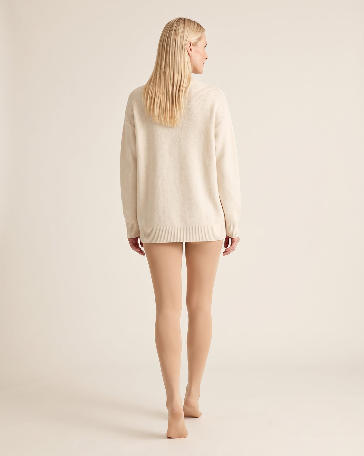 Fleece-Lined Tights - Nude Footed - Back