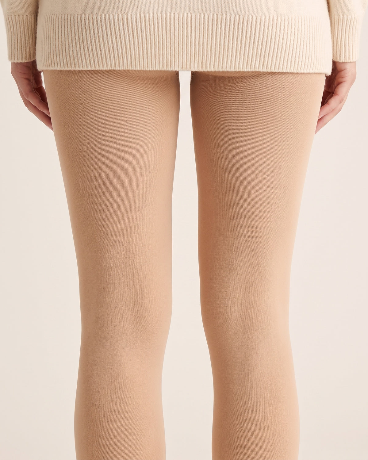 Fleece-Lined Tights - Nude Footed - Glute Close-Up
