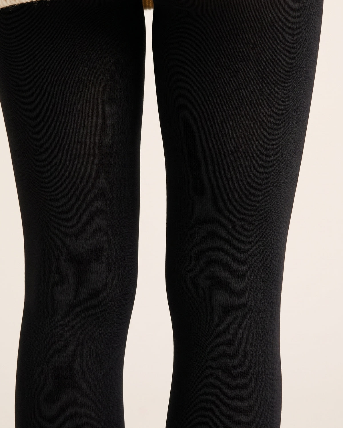 Fleece-Lined Tights - Black Opaque Footed - Glute Close-Up