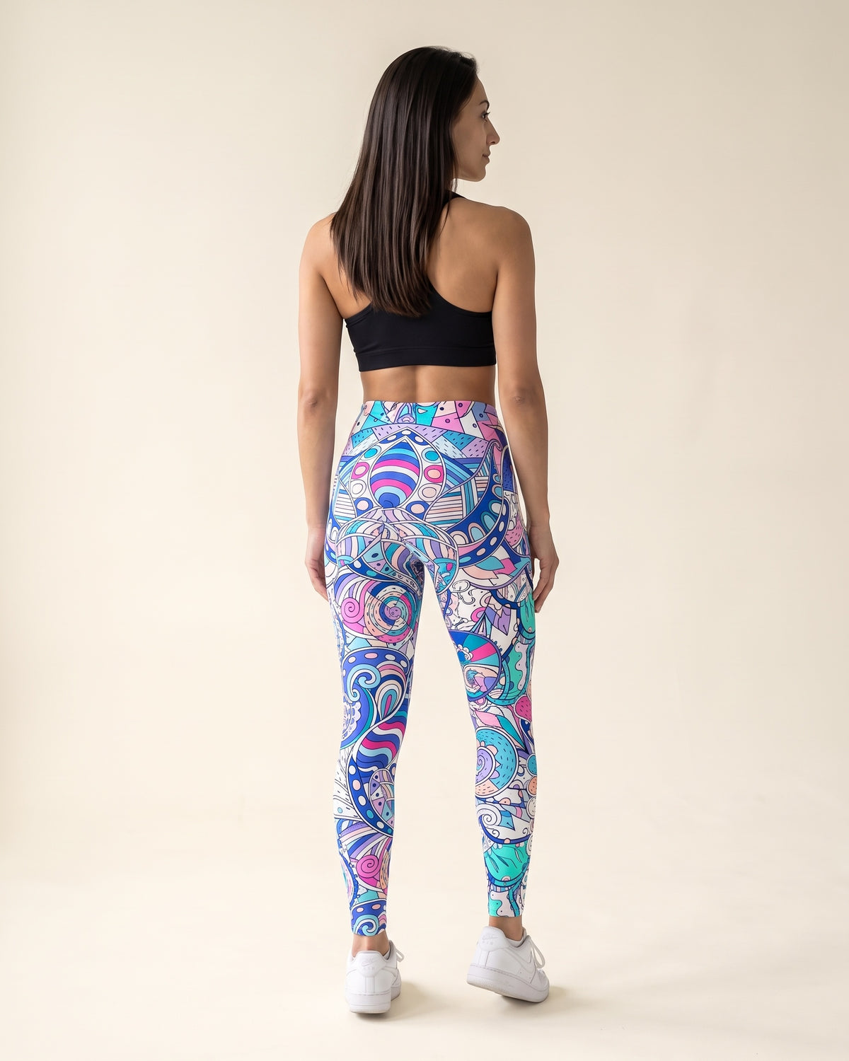 Floral Leggings - Large Blue Flower - Back