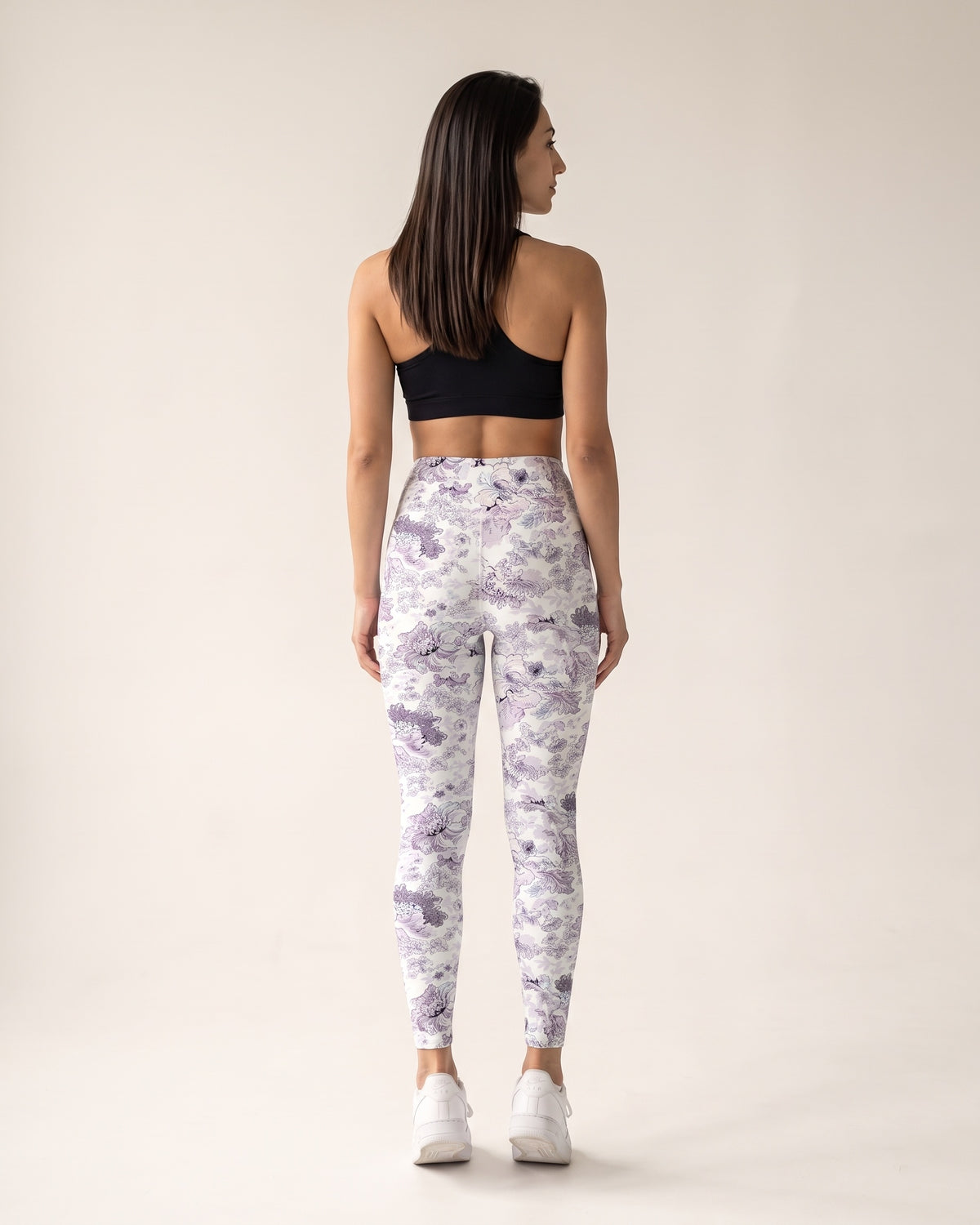 Floral Leggings - White Chrysanthemum - Back