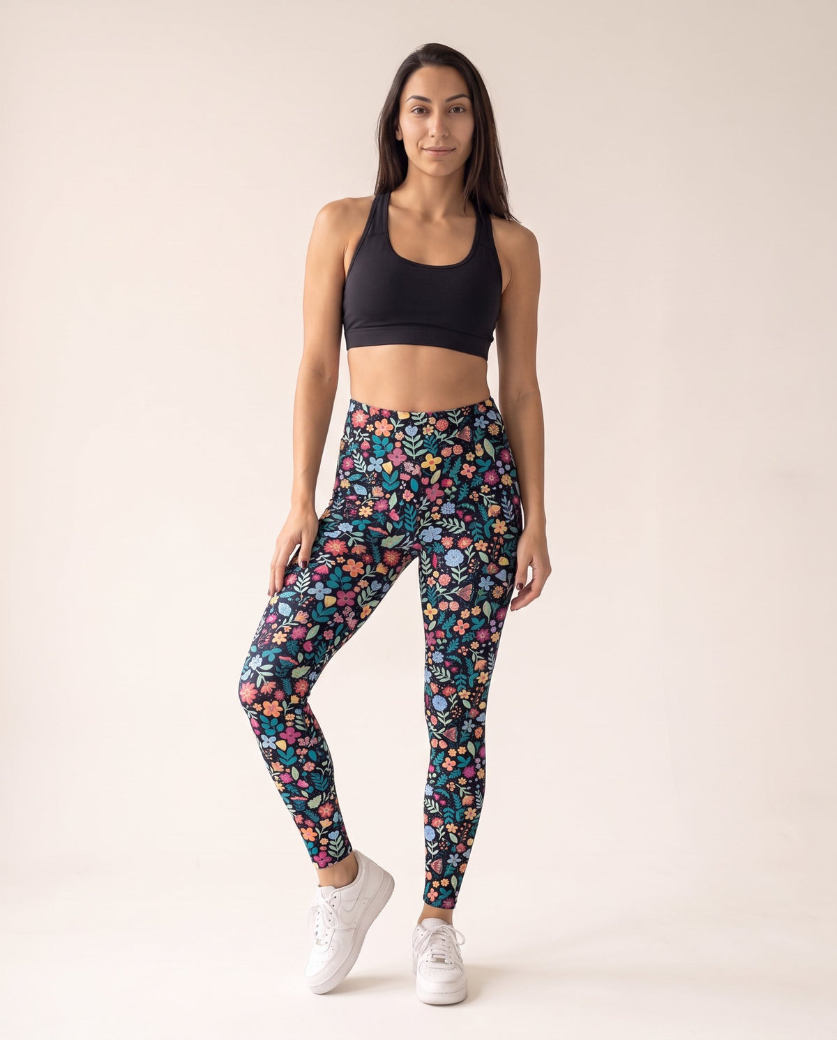 Floral Leggings - Cartoon flowers - Front