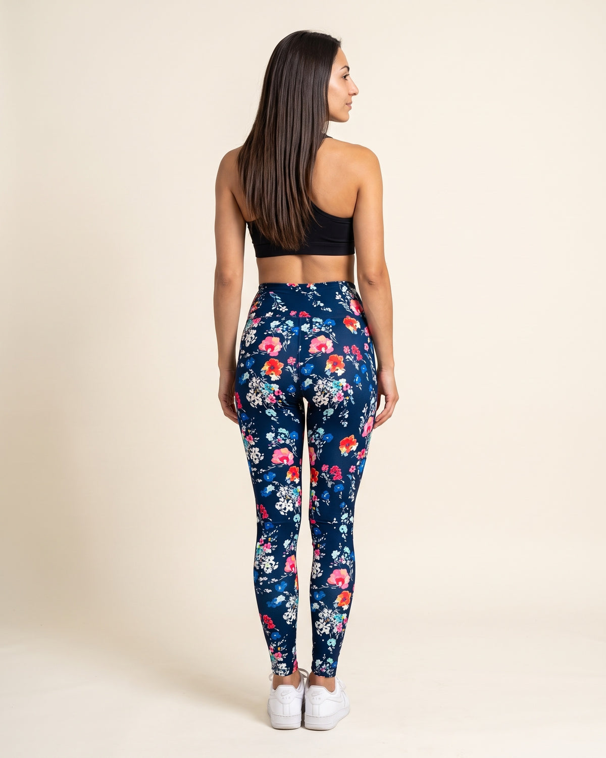 Floral Leggings - Navy blue floral - Back