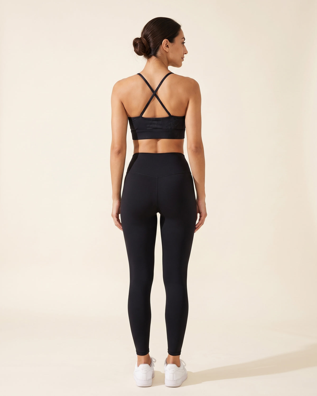 Foil Print Sports Bra - Black - Back