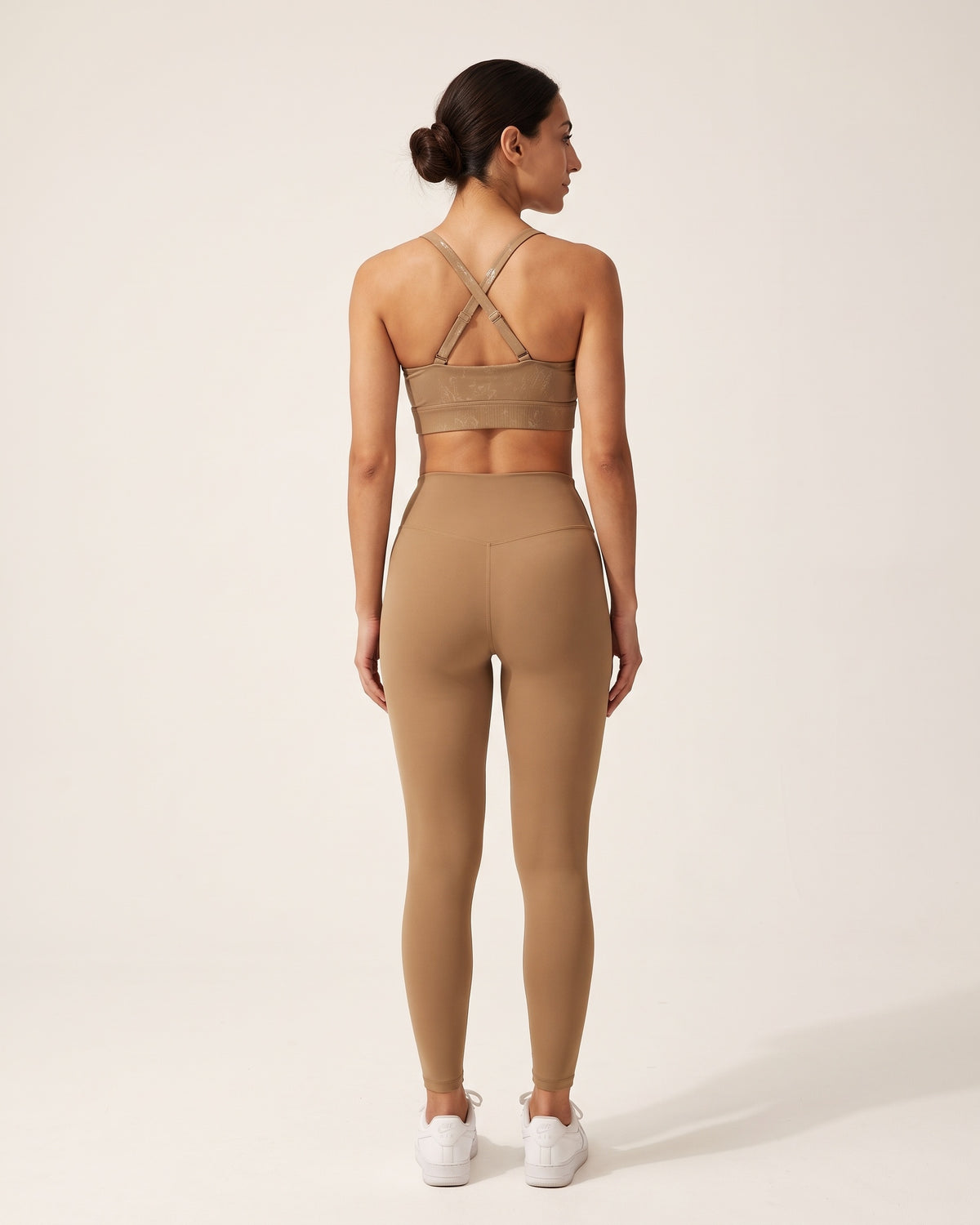 Foil Print Sports Bra - Caramel Mocha - Back