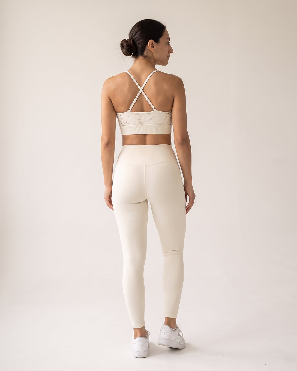 Foil Print Sports Bra - White - Back