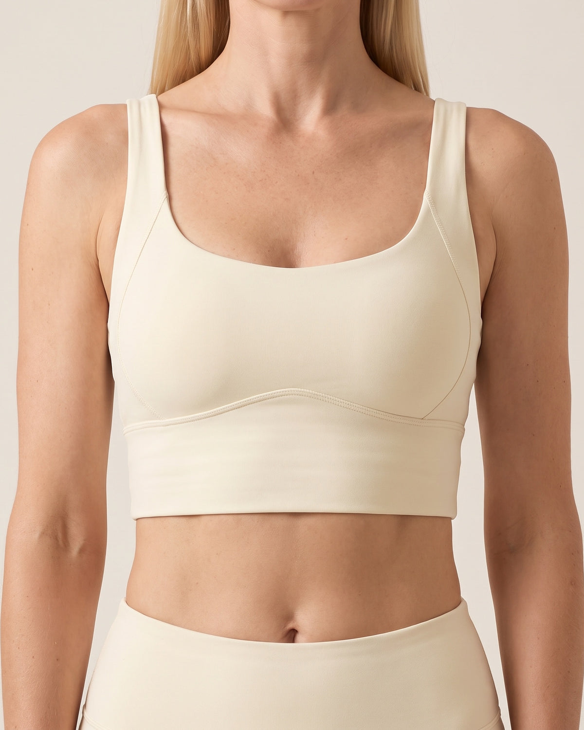 Longline Sports Bra - Apricot - Front Torso