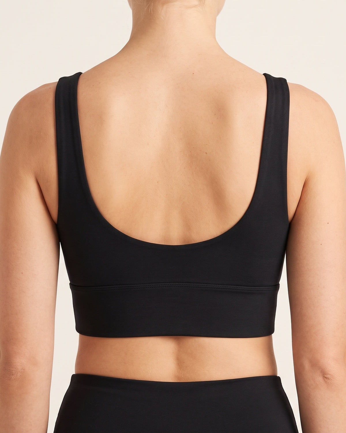 Longline Sports Bra - Black - Back Torso