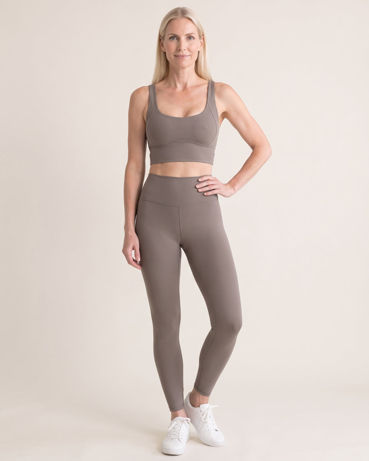 Longline Sports Bra - Grey - Front