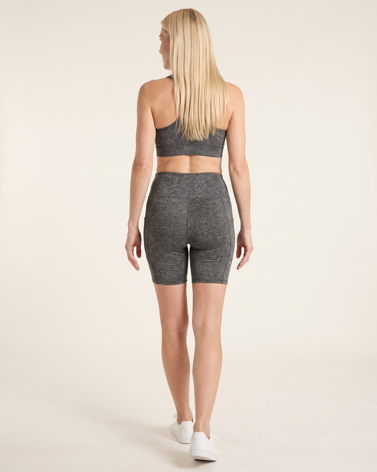 Pocket Biker Shorts - Heather Grey - Back
