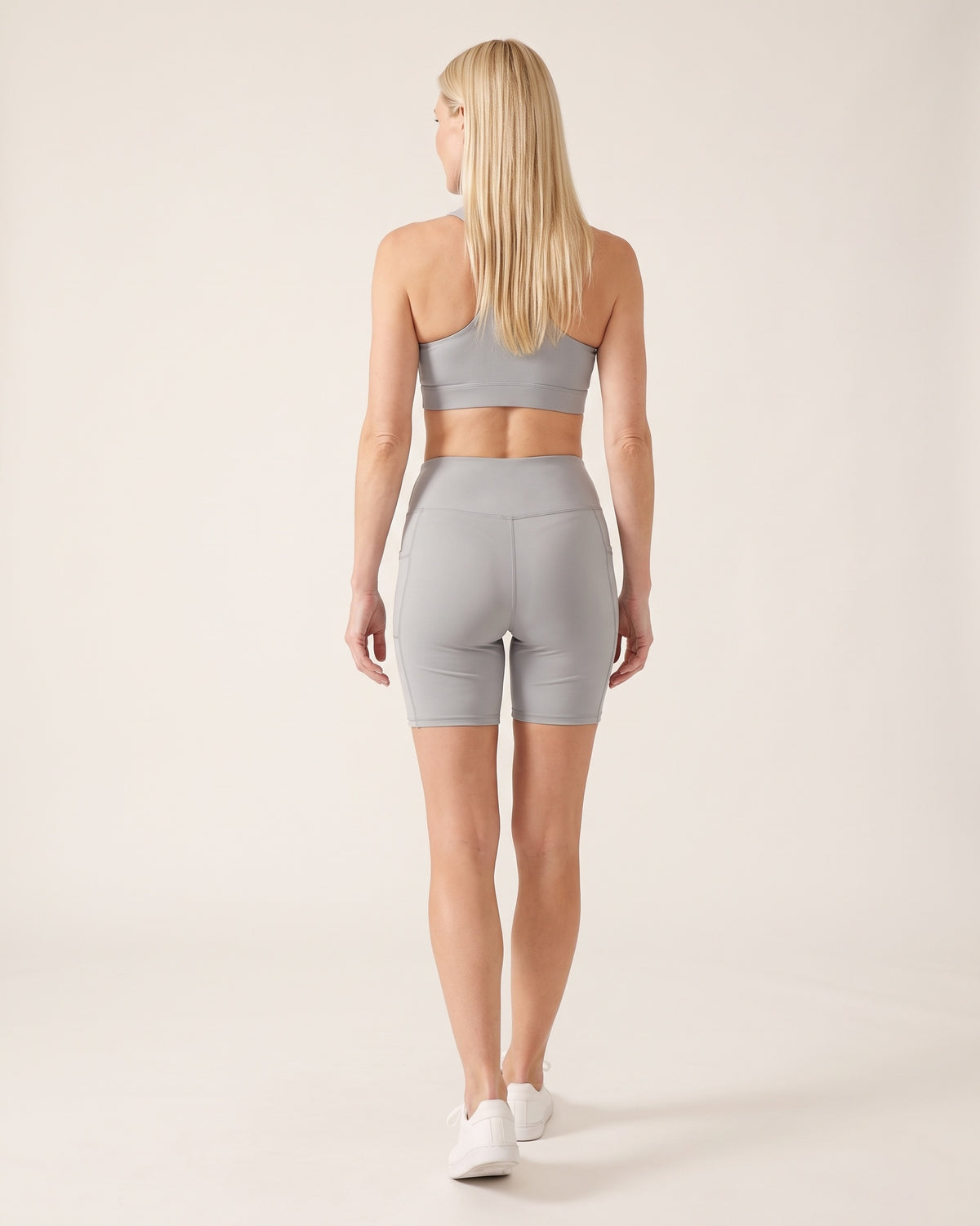 Pocket Biker Shorts - Light grey - Back