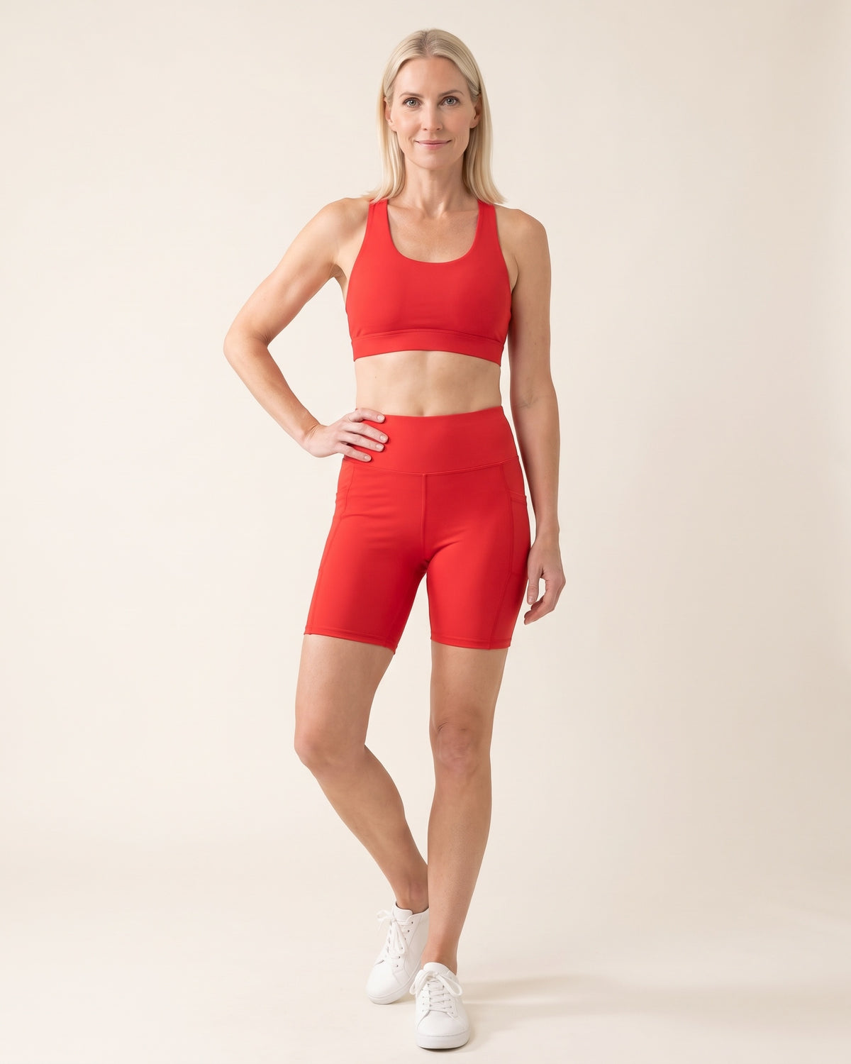 Pocket Biker Shorts - Red - Front