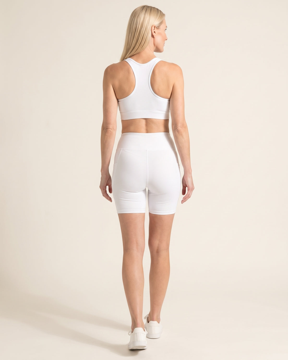 Pocket Biker Shorts - White - Back
