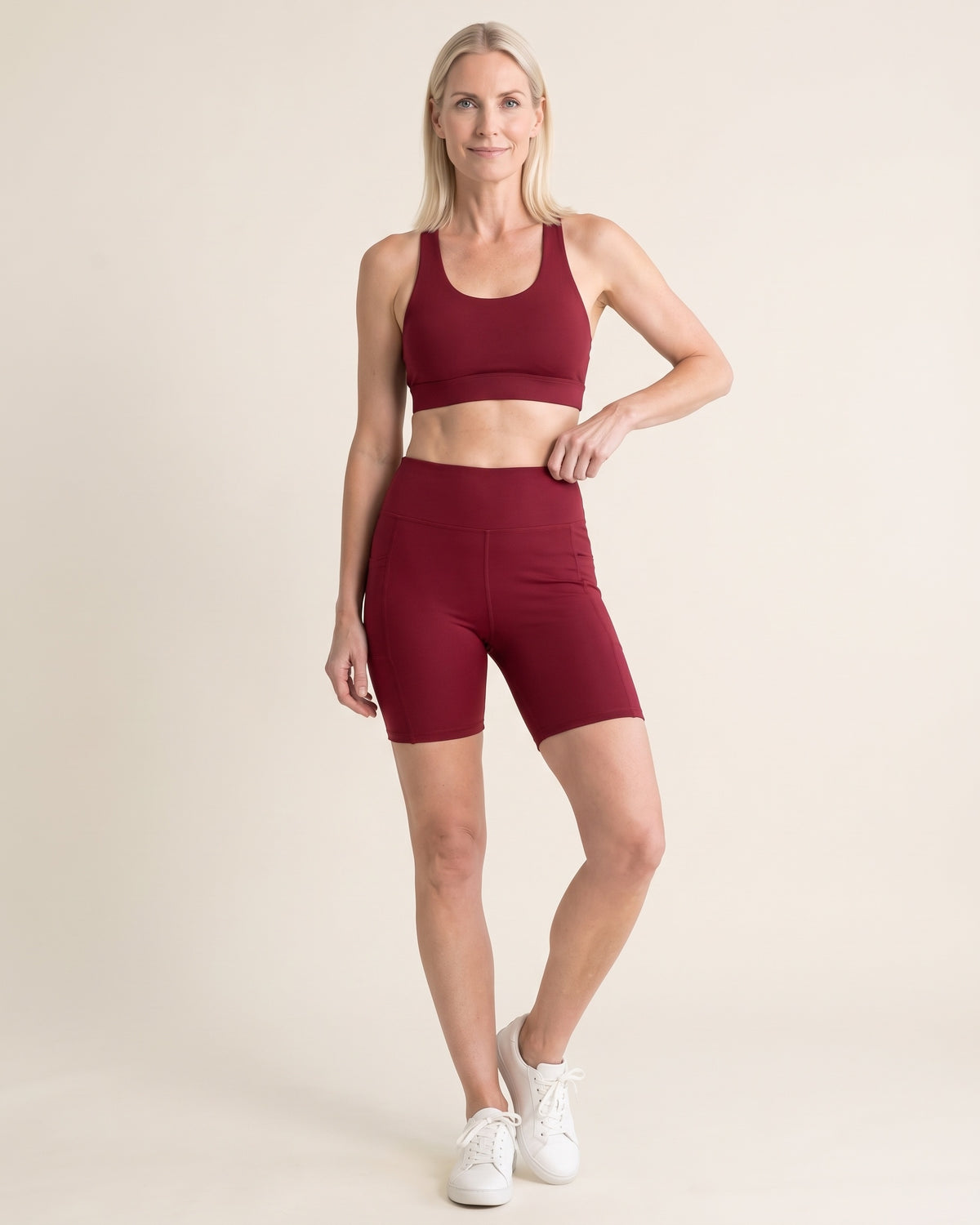 Pocket Biker Shorts - Wine red - Front