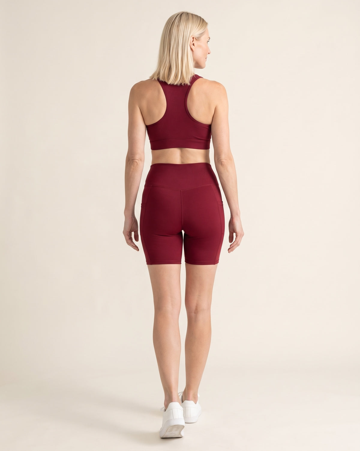 Pocket Biker Shorts - Wine red - Back
