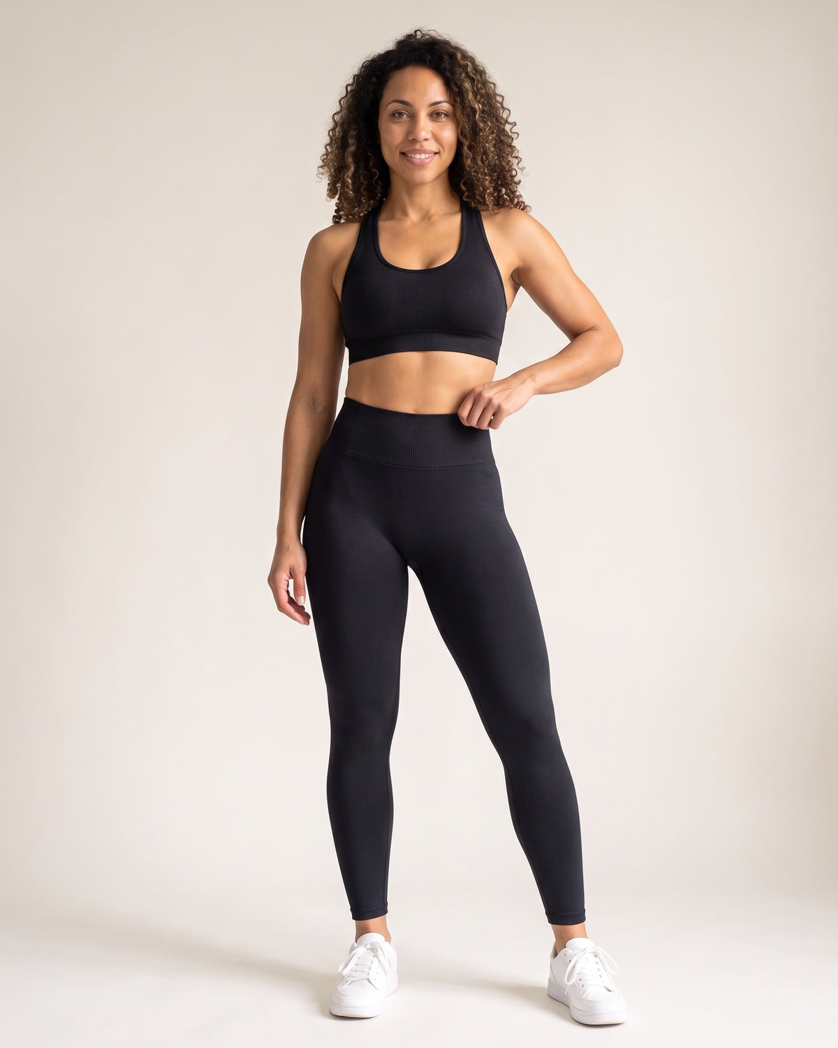 Racerback Leggings Set - Black - Front